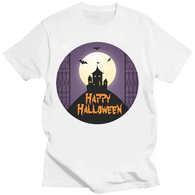 Funny Creative Ghost Gift T Shirts Women Men Clothing Tee Tops Happy Halloween Castle in The Moon T Shirt Ropa Mujer image 3