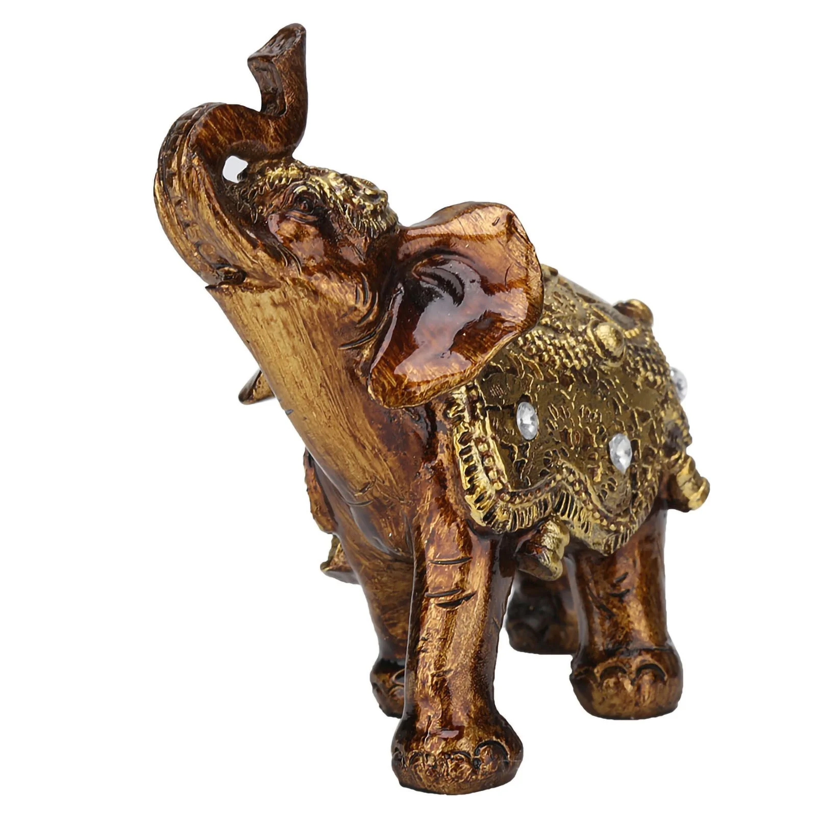 Elephant Shape Resin Ornament Wood Grain European Style Home TV Cabinet Craft DecorationGold