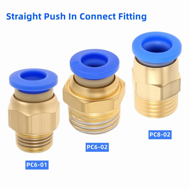 Brass Pneumatic Straight Push to Quick Connect Fitting for 6/8 mm OD PE / PA / PU Tube with BSPT 1/8 inch 1/4inch Male Thread