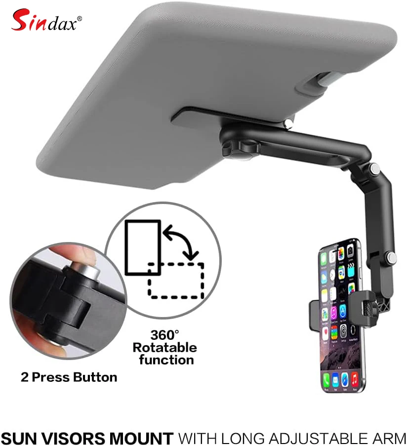 1080 Rotation Car Clip Sun Visor Cell Phone Holder Universal Phone Mount for iPhone XS GPS Rearview Mirror Stand Car Mobile Clip