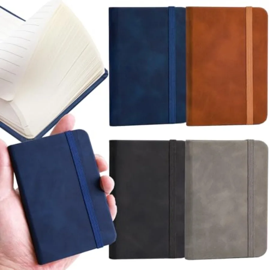 4 عبوات من دفاتر الملاحظات الصغيرة بجيب 800 صفحة مبطنة بغلاف مقوى دفاتر ملاحظات صغيرة للعمل والسفر مقاس 3 × 4.33 بوصة دفتر ملاحظات بجيب سميك ممتاز