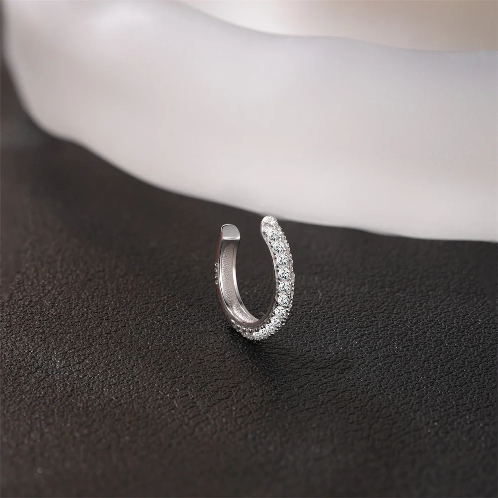 KOJ 1PC 925 Sterling Silver Moissanite C‑Shape Ear Cuff For Women Elegant Daily Party Hypoallergenic Fine Jewelry Accessories view 5