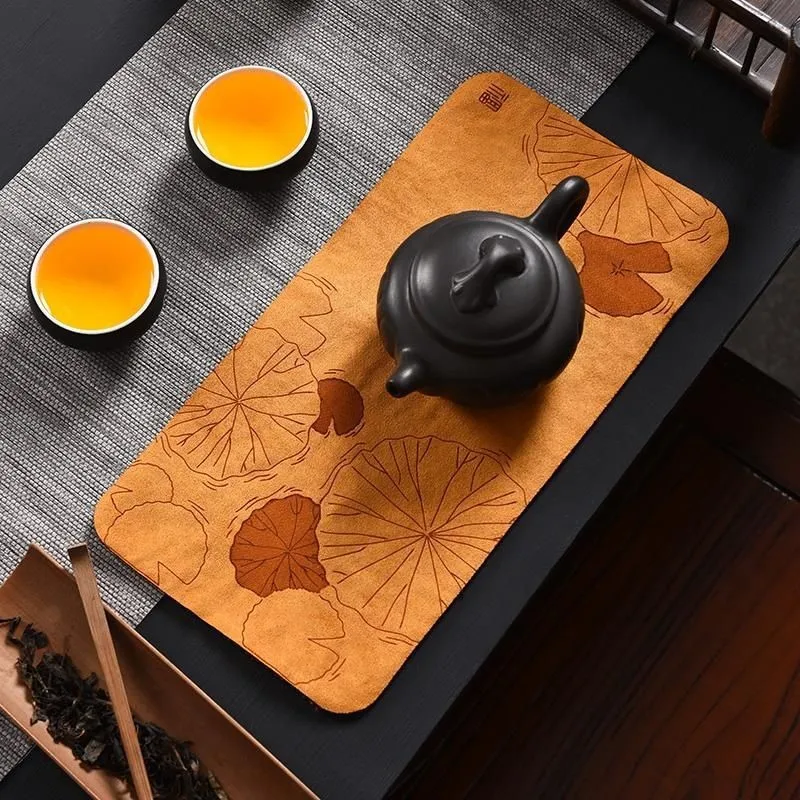 Suede Water Absorbing Dry Tea Mat Waterproof Table Mat Thickened Tea Cup Mat Dry Tea Table Tea Ceremony Accessories Tea MatZJ163