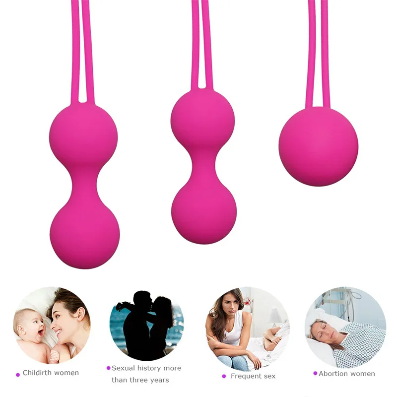 3PCS Medical Silicone Kegel Balls Exercise Tightening Massager Pelvic Ben Wa Balls Anal Balls Vaginal Balls Sex Toys For Women