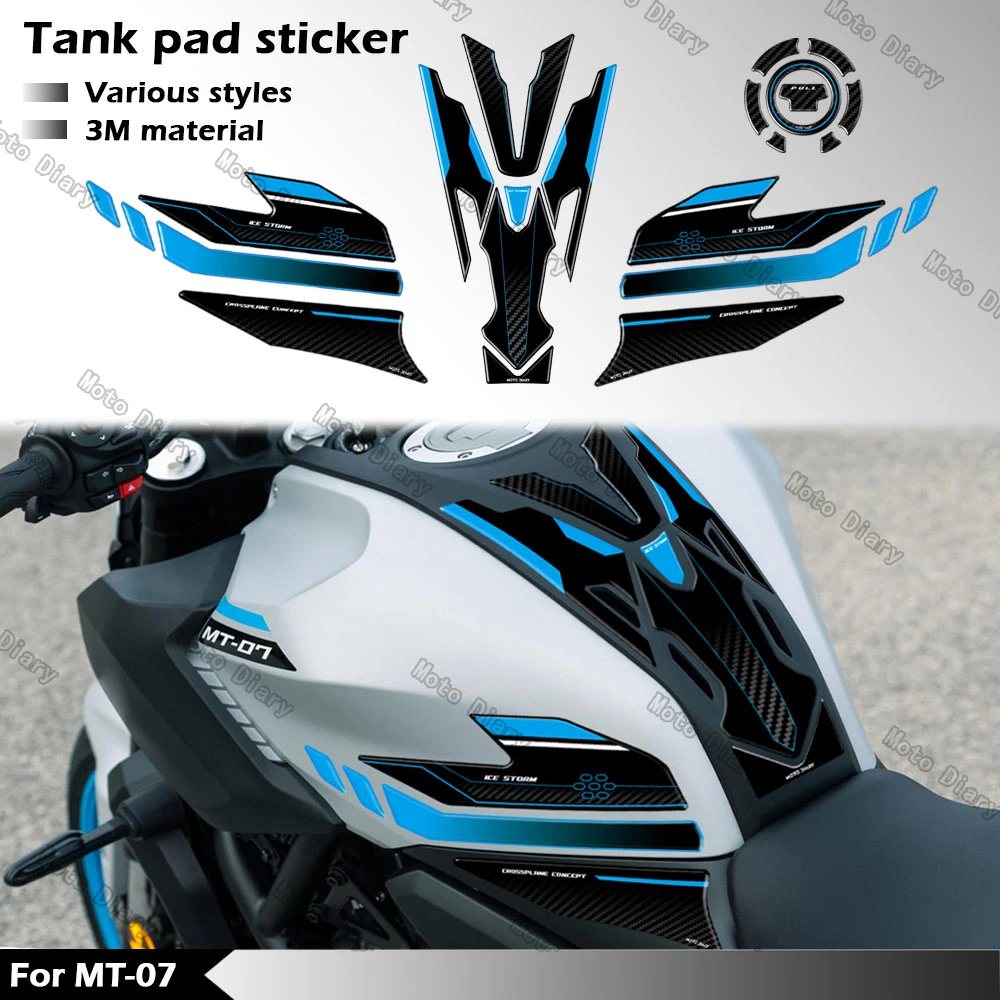 

3D полимерная накладка на топливный бак, наклейка на мотоциклетную крышку масляного газа, наклейка на бак, защитная крышка, водонепроницаемая ледяная буря для MT 07 MT07 MT-07 2025