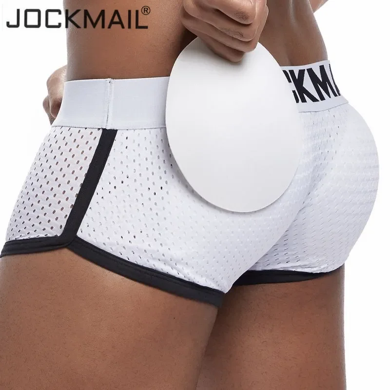 JOCKMAIL Sexy men underwear Boxers Men\'s Padded Enhancing Breathable Mesh Underwear Removable Two Butt Pads and One Front Pad