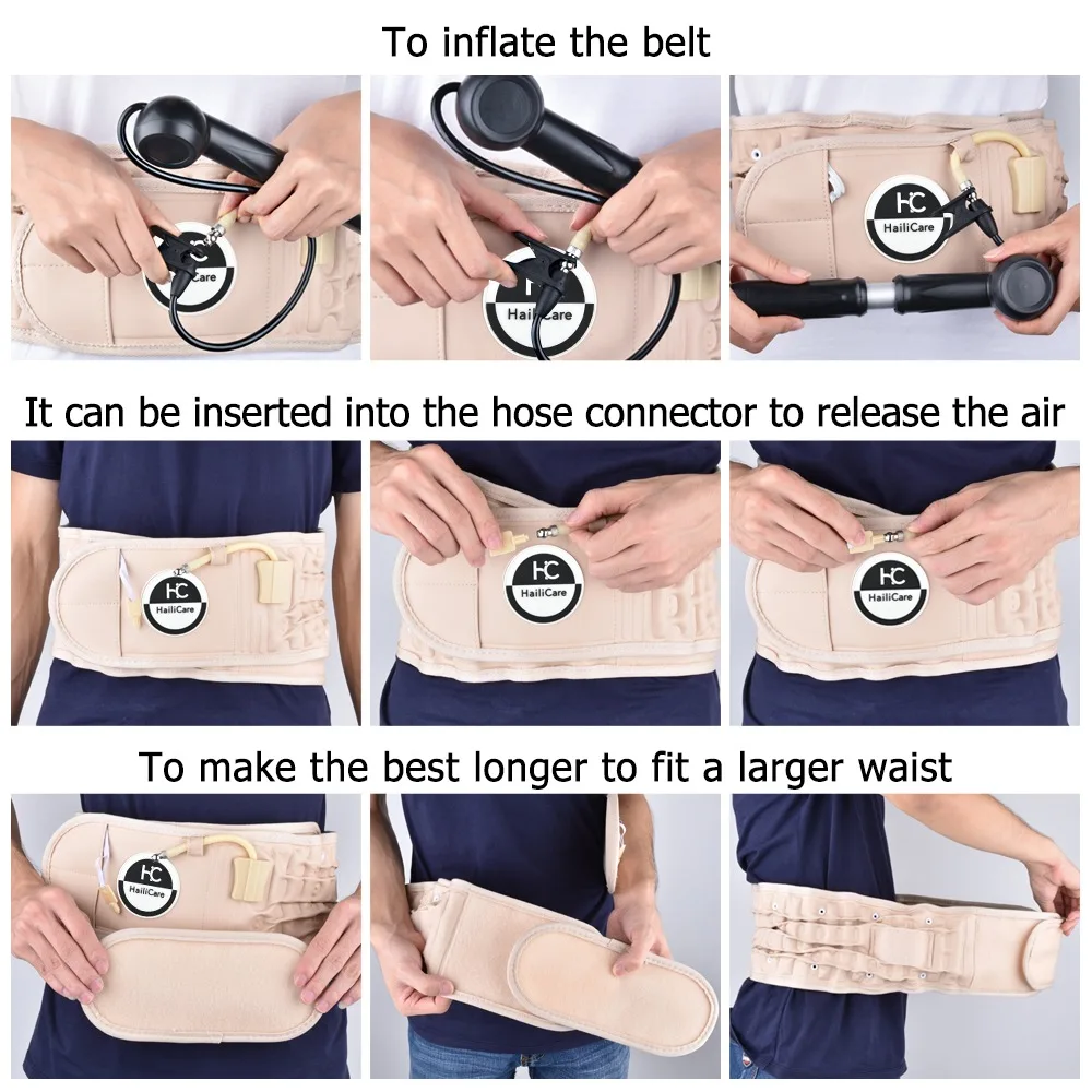 Inflatable Back Support Belt Decompression Lumbar Traction Medical Waist Spine Posture Corrector Pain Relief Trainer Men Women