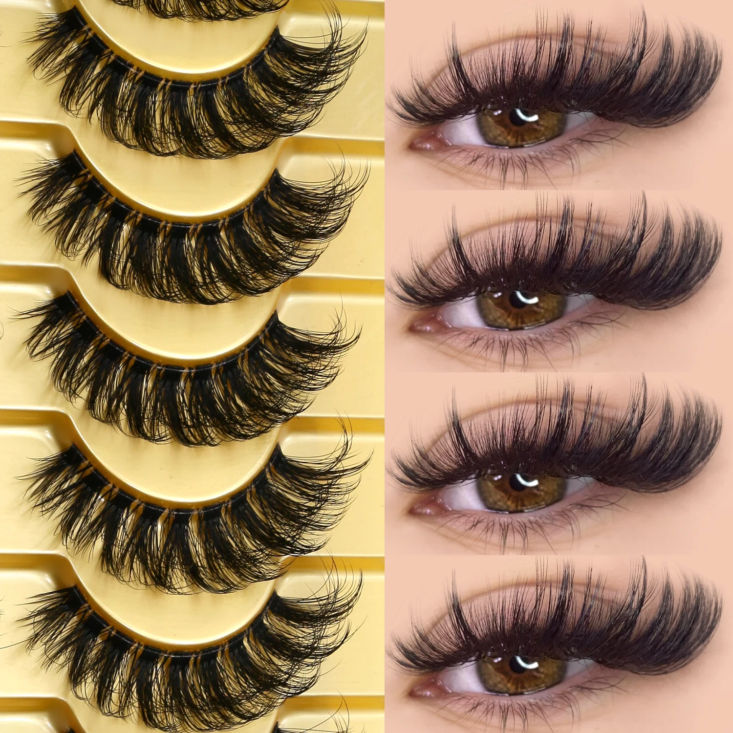 VELTRINAY 猫のまつげつけまつげロシアストリップまつげ 3D カールフェイクミンクまつげうっすらふわふわナチュラルつけまつげメイクアップ