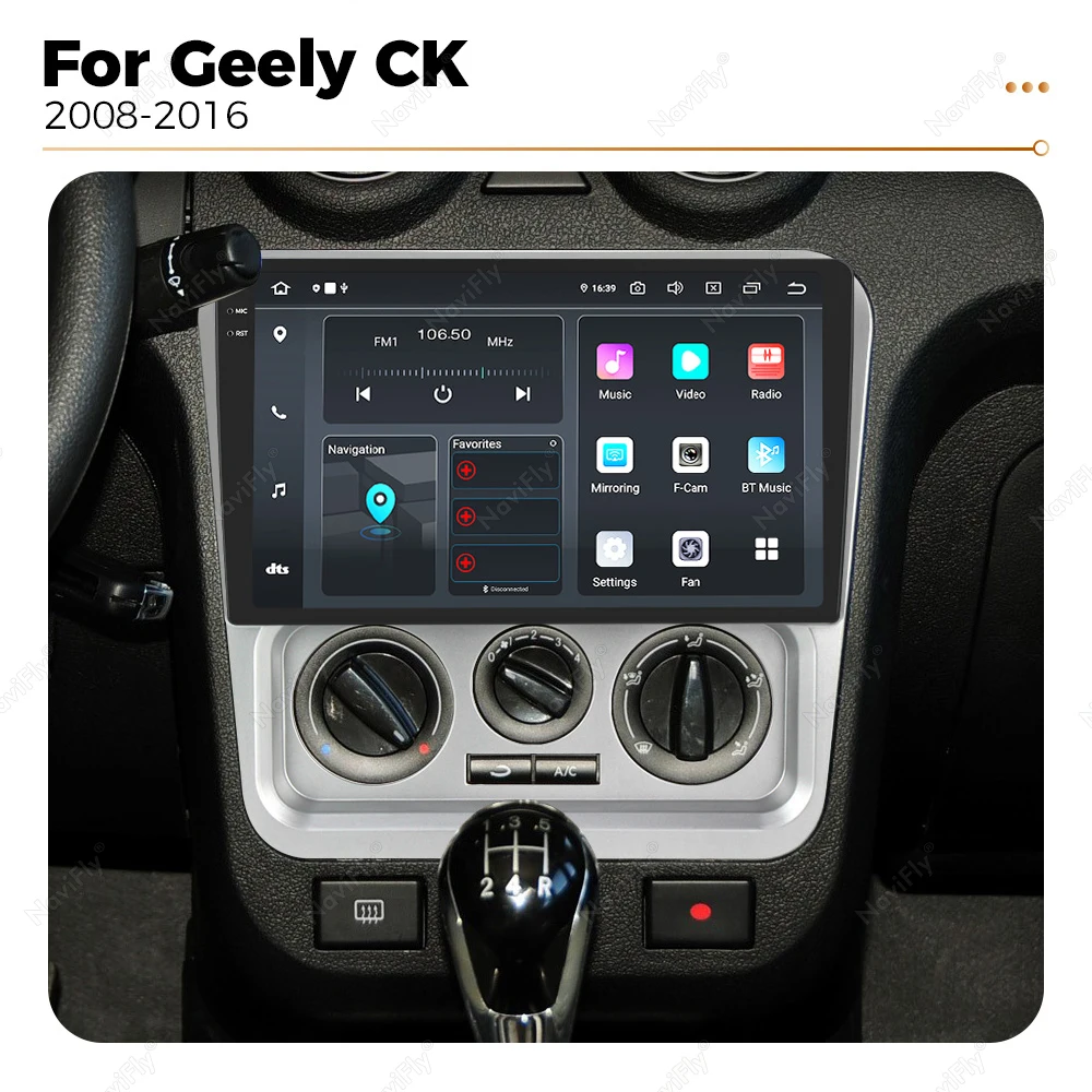 4G Wireless Carplay Android Auto Car Radio Multimedia Video Player 2K Scrren 8+256G GPS RDS Navigation For Geely CK 2008-2016