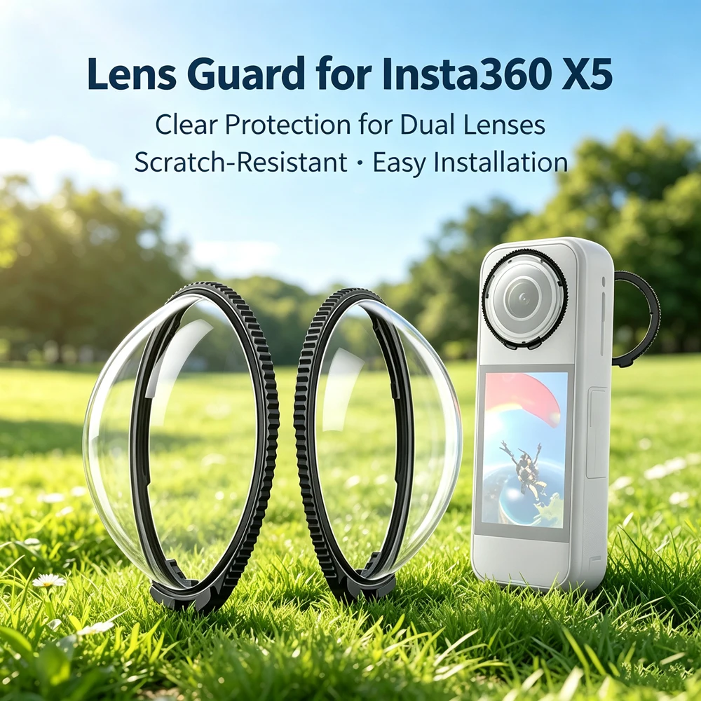 High Transmittance PC Lens Guards for Insta360 X5 Anti-Scratch Anti-Oil Lens Protector Cover Cap for X5 Panoramic Camera Vlog