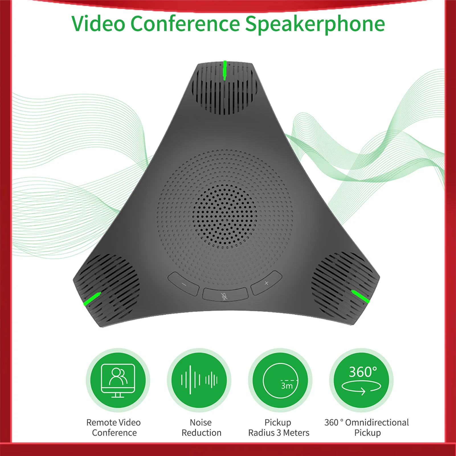 

USB-спикерфон для конференций, всенаправленный компьютерный микрофон 360° ° Запись голоса с функцией отключения звука