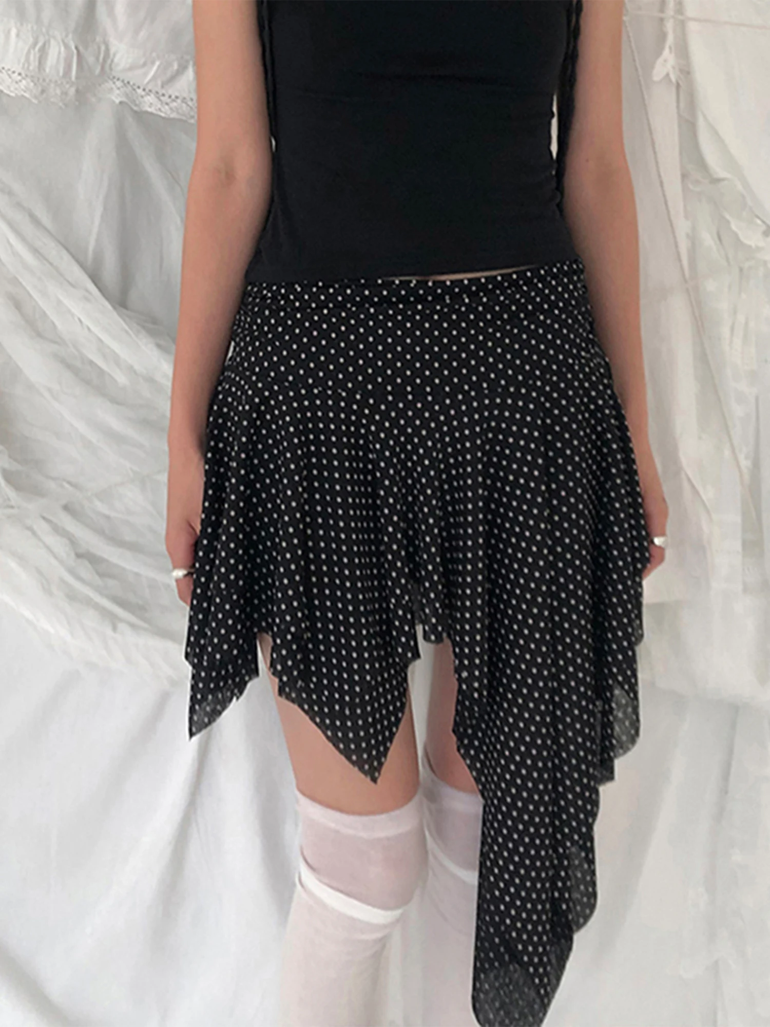 A-Linien-Rock mit Blumendruck, hoher Taille, Rüschensaum und Taillendetail zum Binden, eleganter Vintage-Midirock für Damen, Sommermode