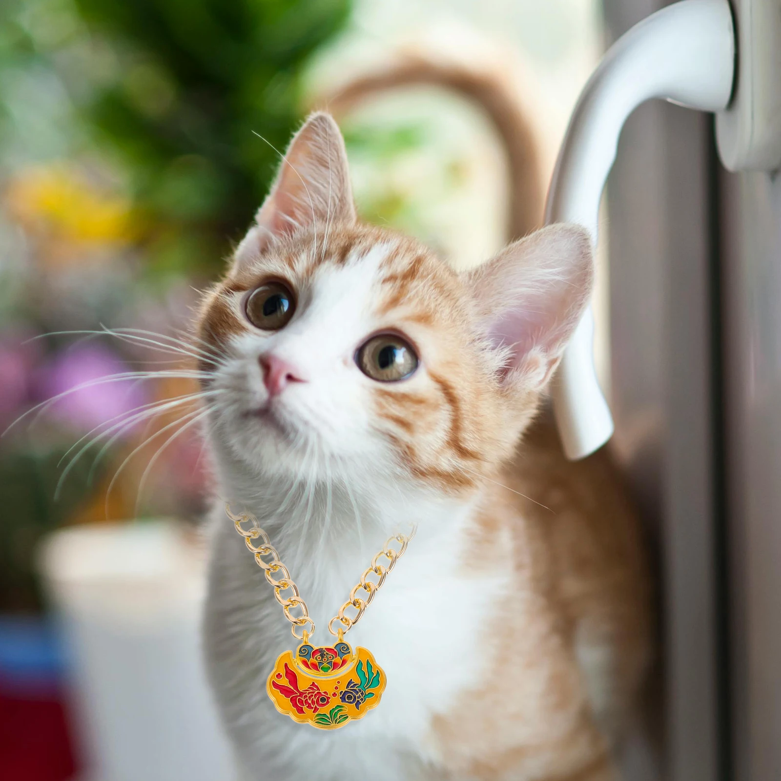 

Pet Metal Lock Pendant Adjustable Durable Necklace Bell Decoration Cats Dogs Longevity Charm Stylish Pet Jewelry Necklace Collar