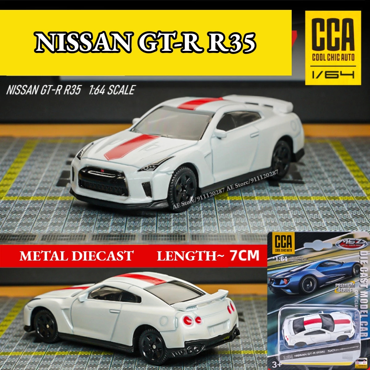 Scale 1/64 NISSAN GT-R R35 Mini Car Model, Replica Metal Miniature Art Vehicle Diecast Gift Toy for Kid Boy Friend