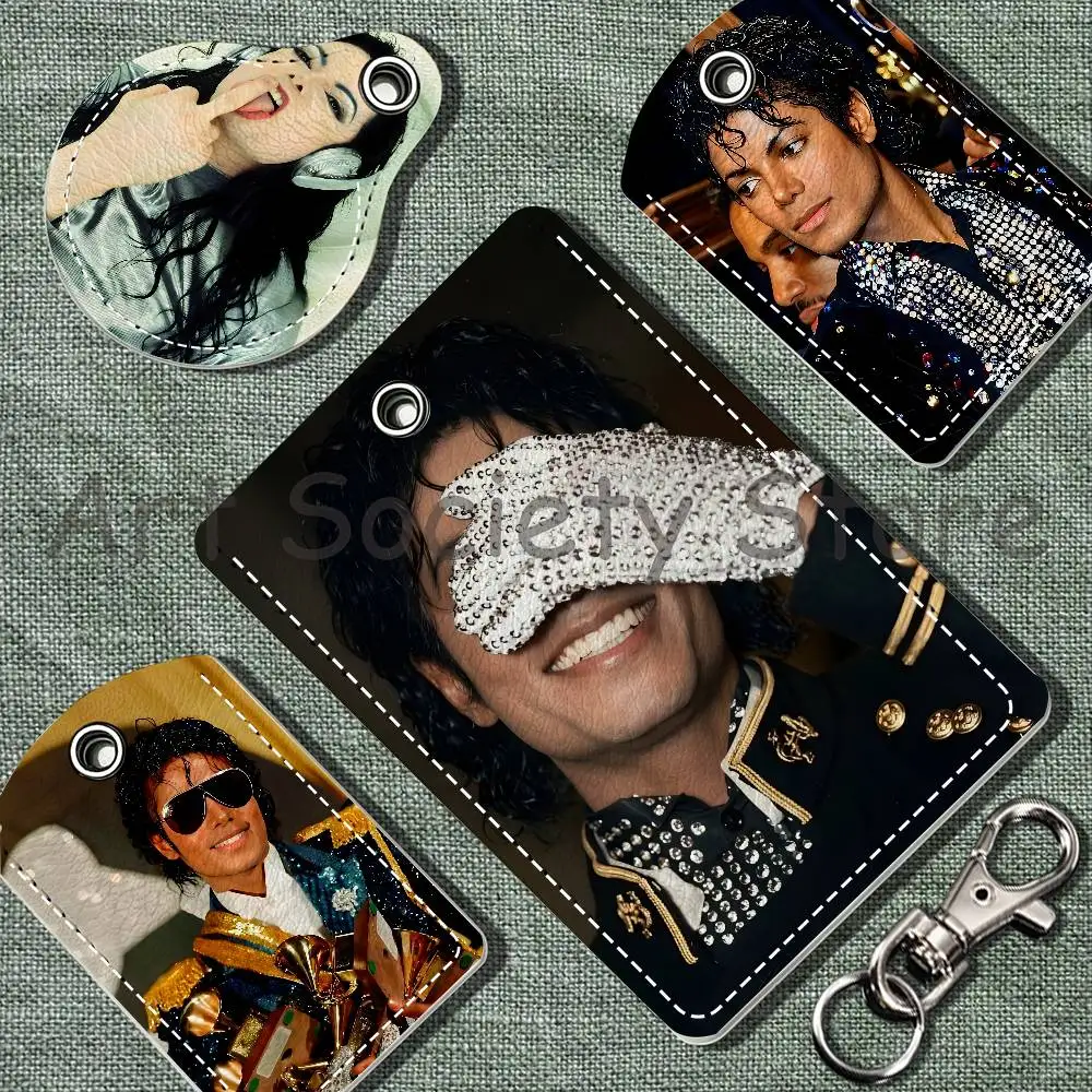 M-Michael J-Jackson Cartoon Movie Singer Game Anime Leather Card Holder Can Store Access Control ID Card Subway Air Tag Case