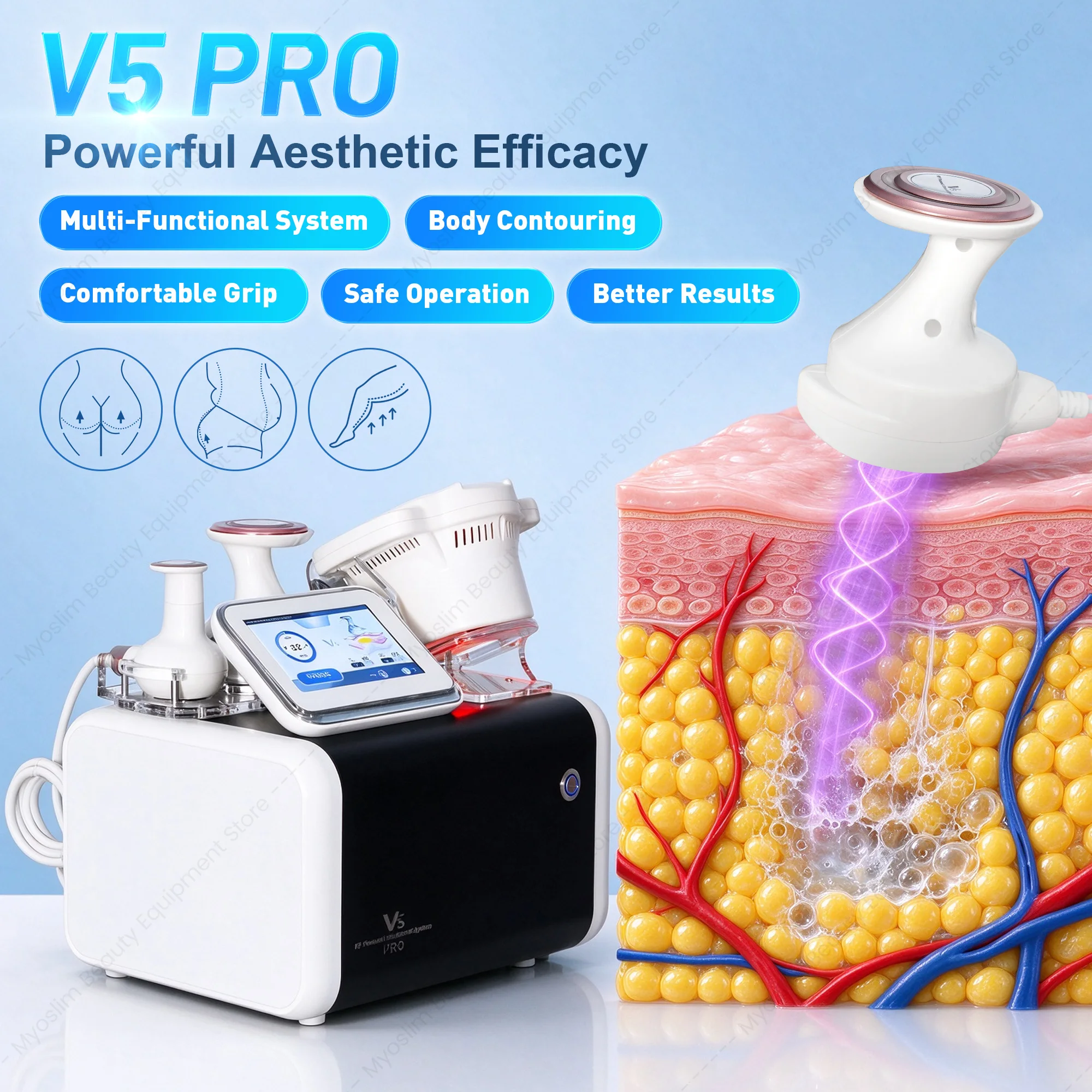 V5 Pro body shape Slimming Device 80K Cavitation Weight Loss and RF Ultrasound Focused Skin Tight Fat Burning Machine For Spa