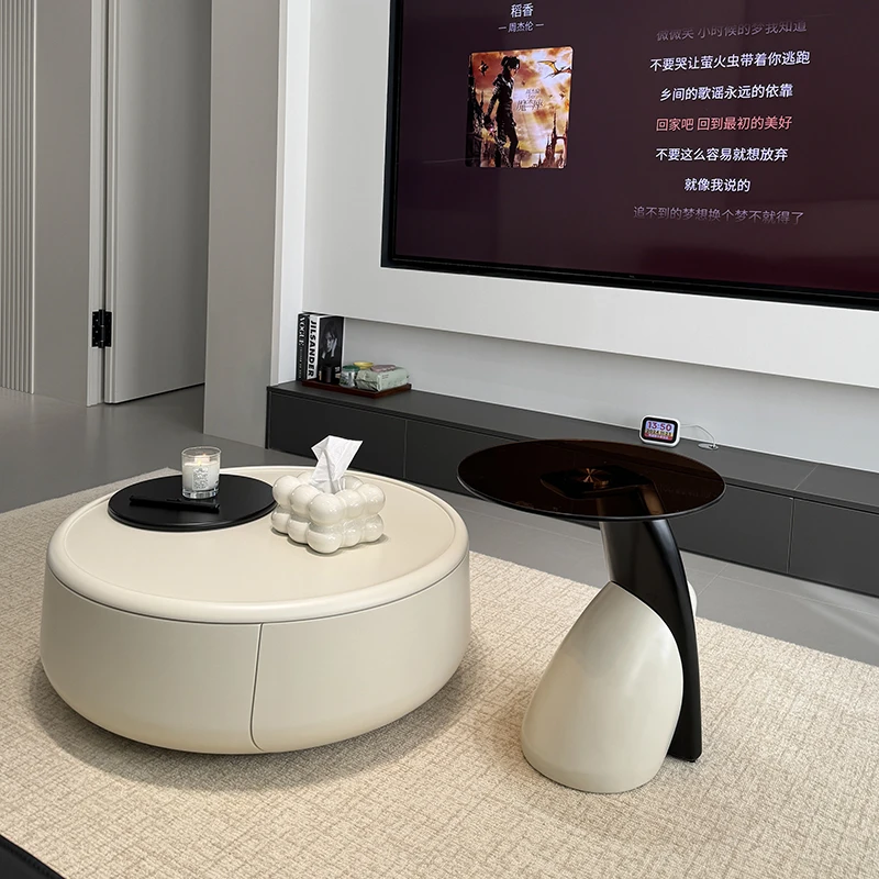 Modern Designer Coffee Table French Cream Style High-End Minimalist Tea Table for Living Room Small Apartment