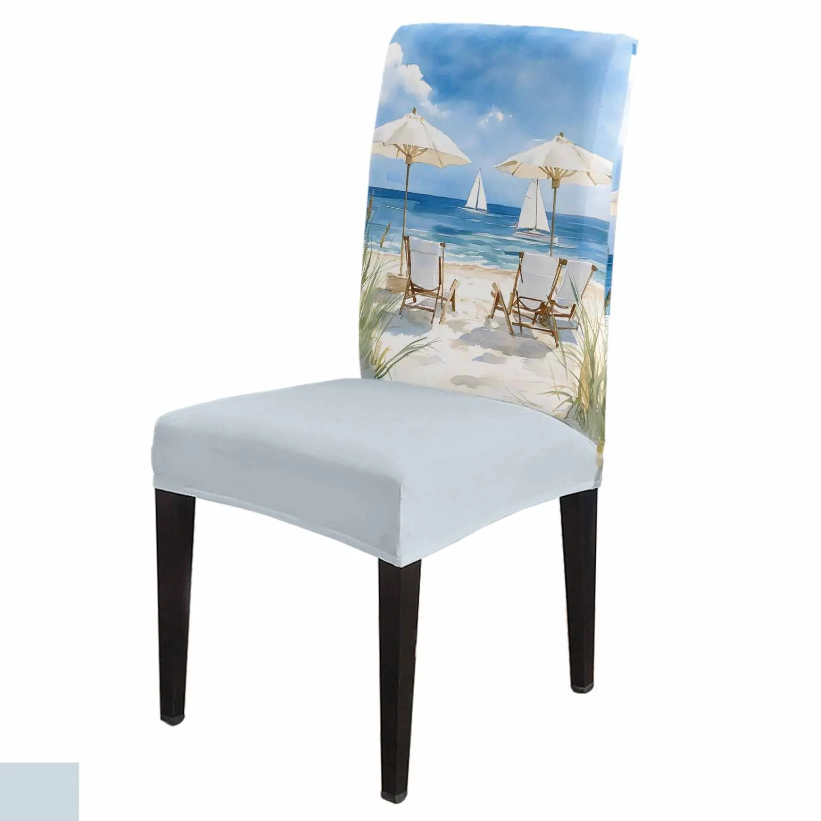 

Beach Beach Chair Vacation Chair Cover for Dining Room Spandex Stretch Seat Cover for Wedding Banquet Party Seat Case