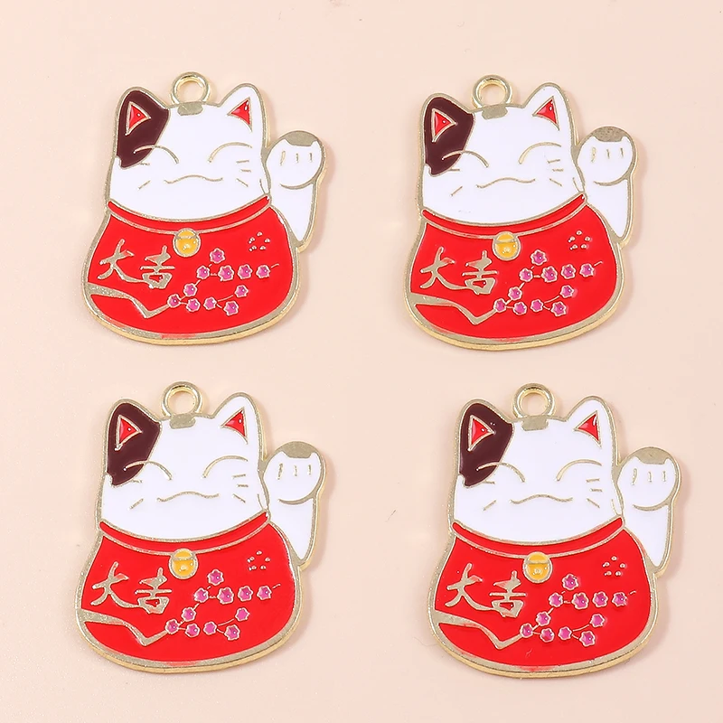 10 stücke Schöne Chinesische Glückliche Katze Charms für Schmuck Handgemachte DIY Niedlichen Tier Charms Anhänger Halsketten Ohrringe Zubehör – Detail 12