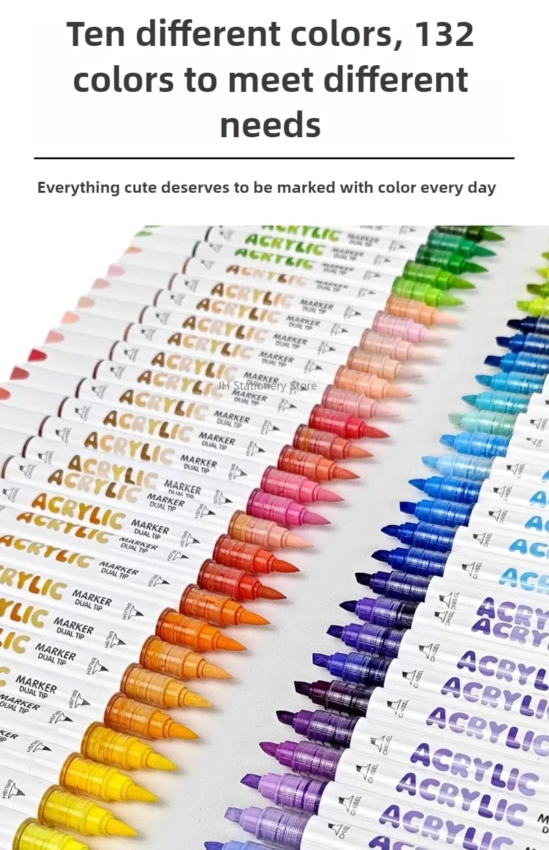 GuangNa Dual Tip Neuer drückenfreier Student Malerei Handzeichnung Acryl Marker Gerader flüssiger wasserdichter Graffiti-Stift – Detail 6