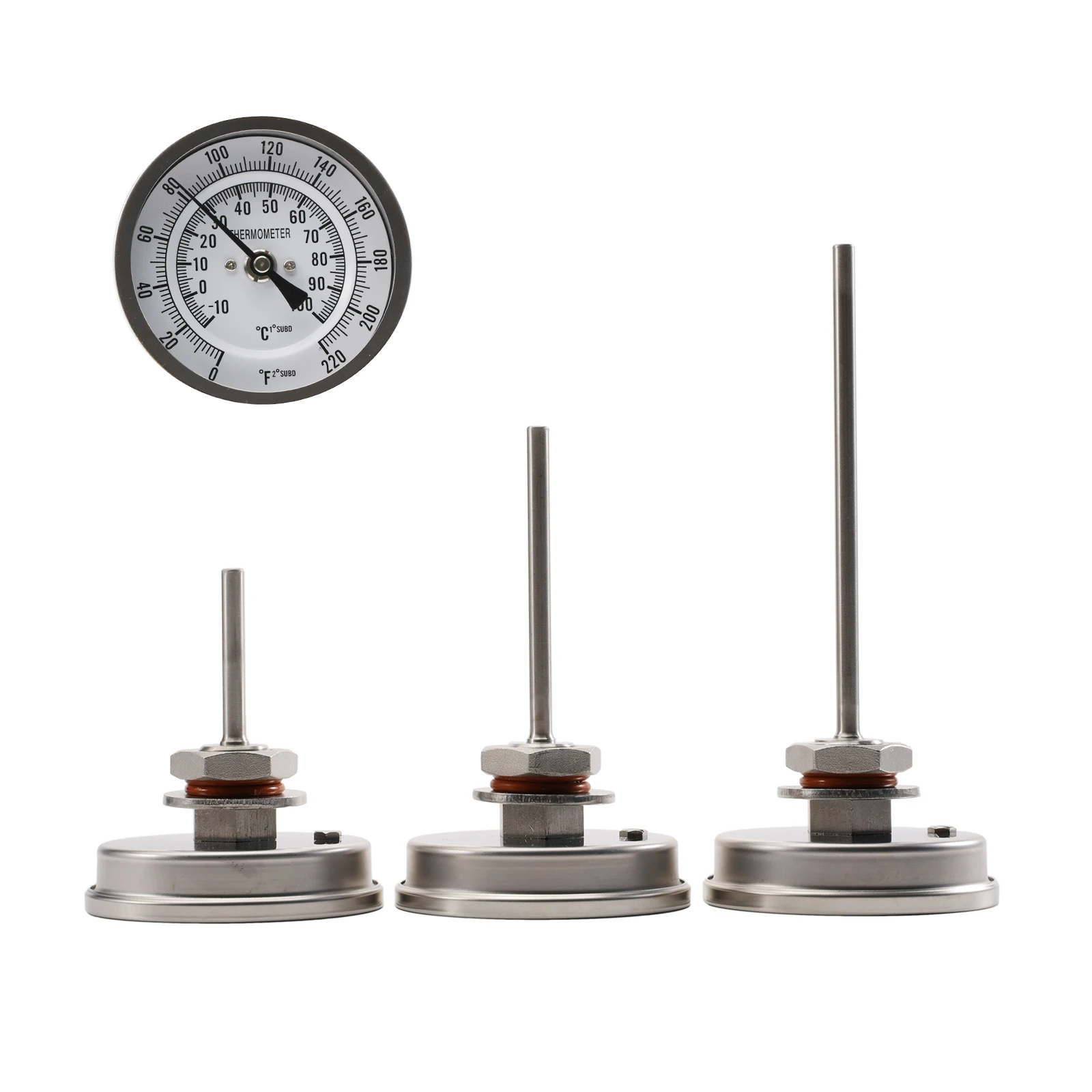 Homebrew Weldless Thermometer Kit Bi-metal Dial Thermometer 1/2