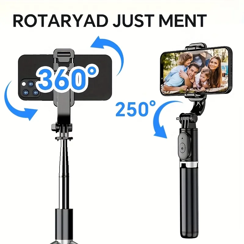 Retractable Selfie Stick Professional Ground Tripod with Wireless Remote Control360°Rotating Stable Anti-Shake Design