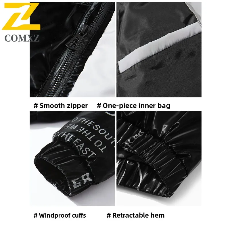 COMXZ Men Outdoor Down Jacket Premium Hooded Adventure Windproof Warm Parka Street Style Lightweight Comfort Winter Puffer Coat