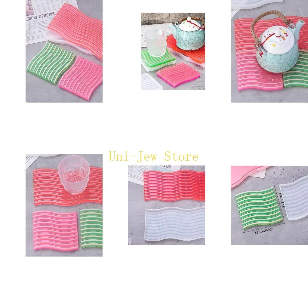 

40 ГБ волнистая форма для подставок с кристаллами агата, коврик для кружки, поднос, форма для литья из смолы, гипсовая форма для