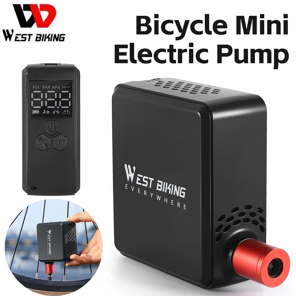 

WEST BIKING Electric Bicycle Pump 150PSI Portable Wireless Inflator USB Charging Air Compressor Car Bike Motorcycle Tire Pump