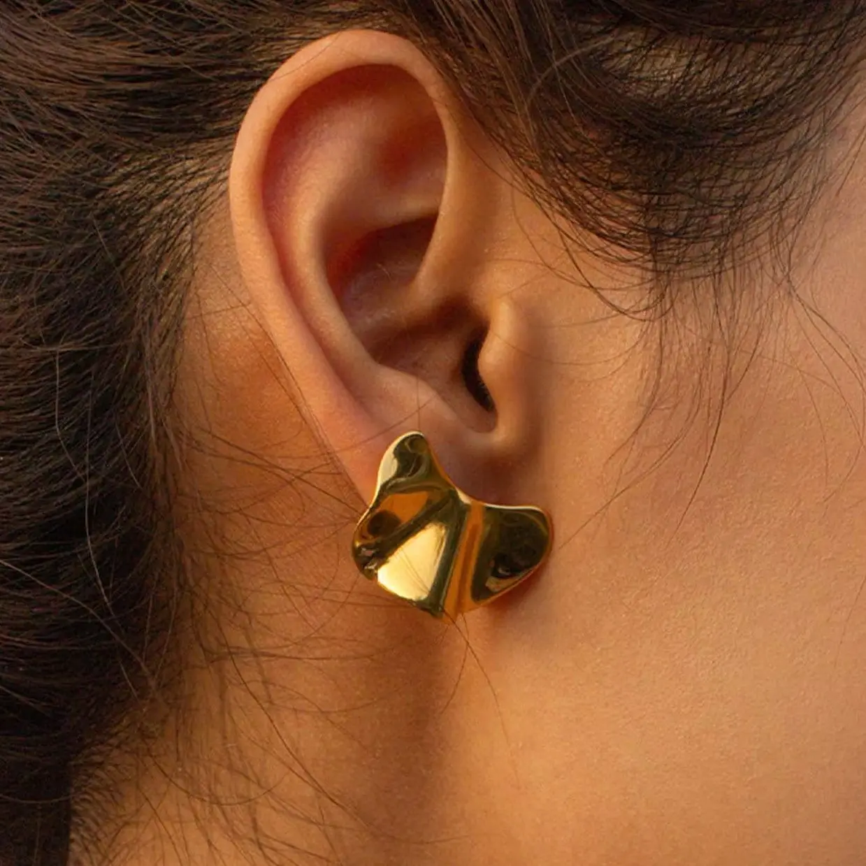 High-end Atmospheric Irregular Geometric Stud Earrings, Niche Earrings, Creative Design, Retro Stainless Steel Special-shaped Ea