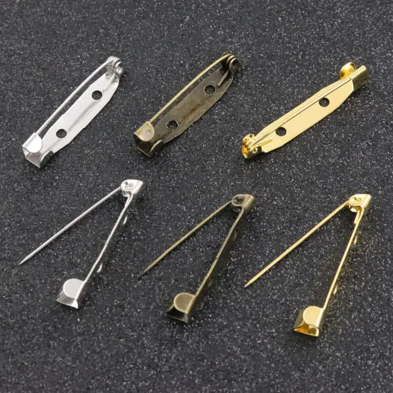 30pc 30mm No Safe Lock Two Hole Gold Color Bronze Brooch Base Pin For Jewelry Making Finding Diy Handmade Accessories Wholesale