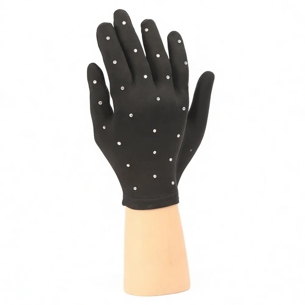 Rhinestone Figure Skating Gloves Performance Dance Wear For Women Kids Stretch Elastic Opaque Ice Skating Exercise Hand Covers