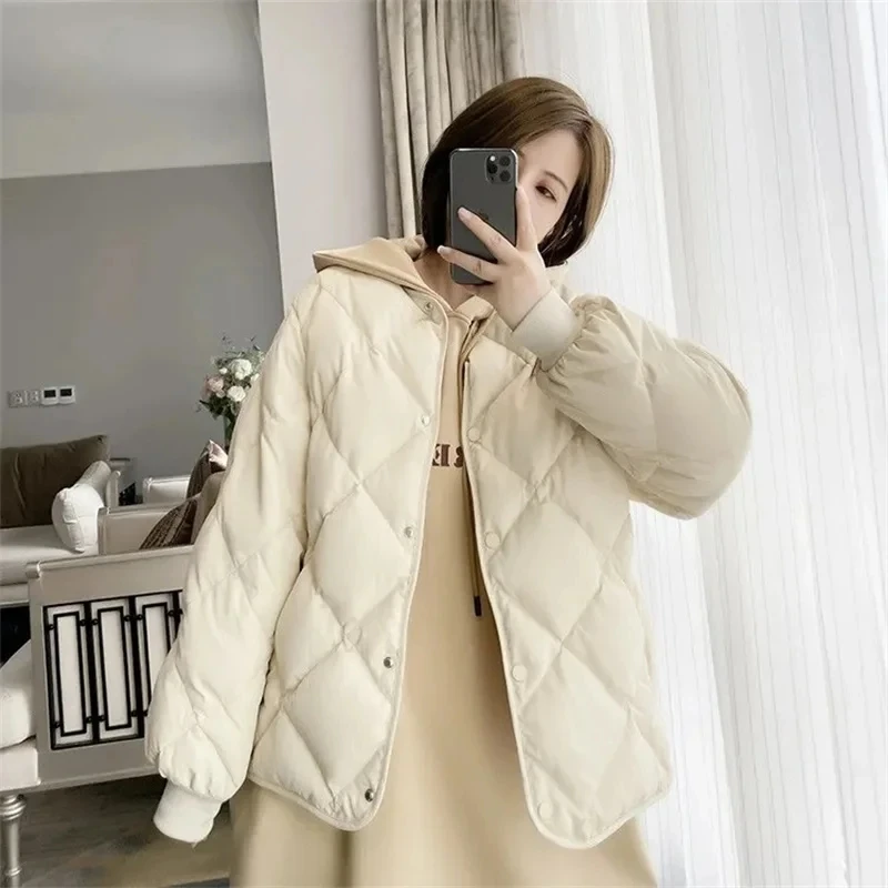 2024 New Autumn Winter Fashion Parkas Women Jacket Korean Loose Casual Lightweight Warm Cotton Padded Jackets Female Overcoat