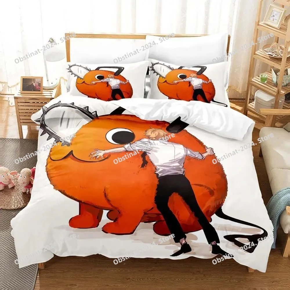 

Chainsaw Man Pochita Bedding Set Single Twin Full Queen King Size Bed Set Adult Kid Bedroom Duvetcover Sets Anime Bed Sheet Set