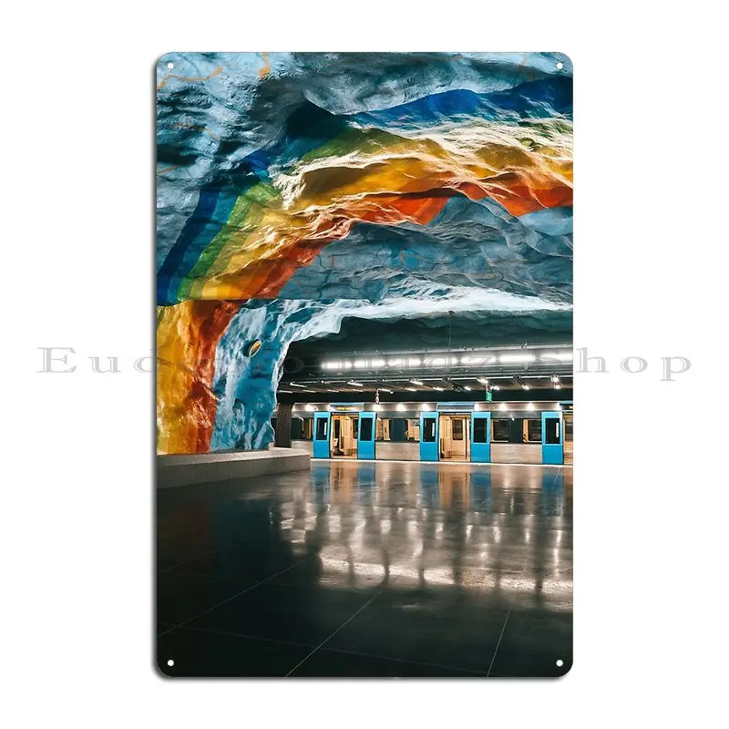 Stockholm Rainbow Metro Station Sweden Metal Sign Bar Plaques Club Bar Home Print Tin Sign Poster