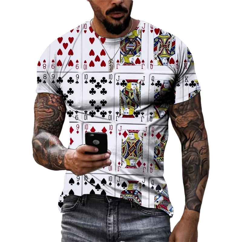 Summer New Cool Personality Poker graphic t shirts Men Casual Fashion Originality Card Pattern Tees 3D Printed Short Sleeve Tops