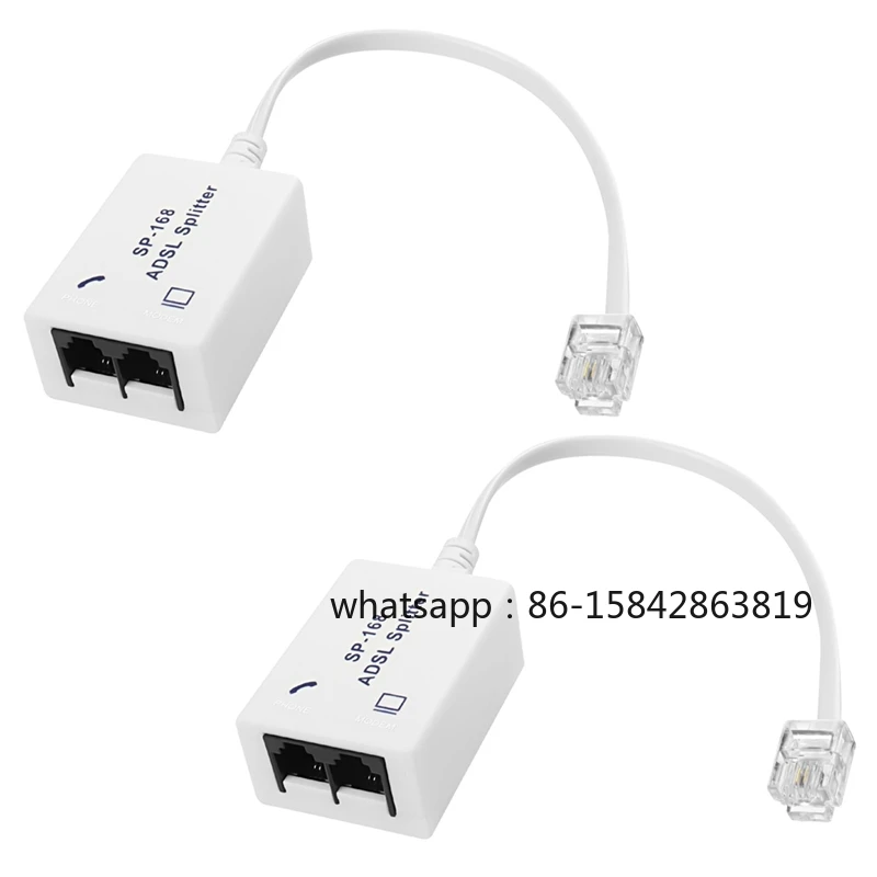 2Pcs DSL Filter Splitter ADSL Splitter Splitter for Phone Line Male To 2 Female RJ11 6P4C/6P2C Telephone Modem Converter Adapter