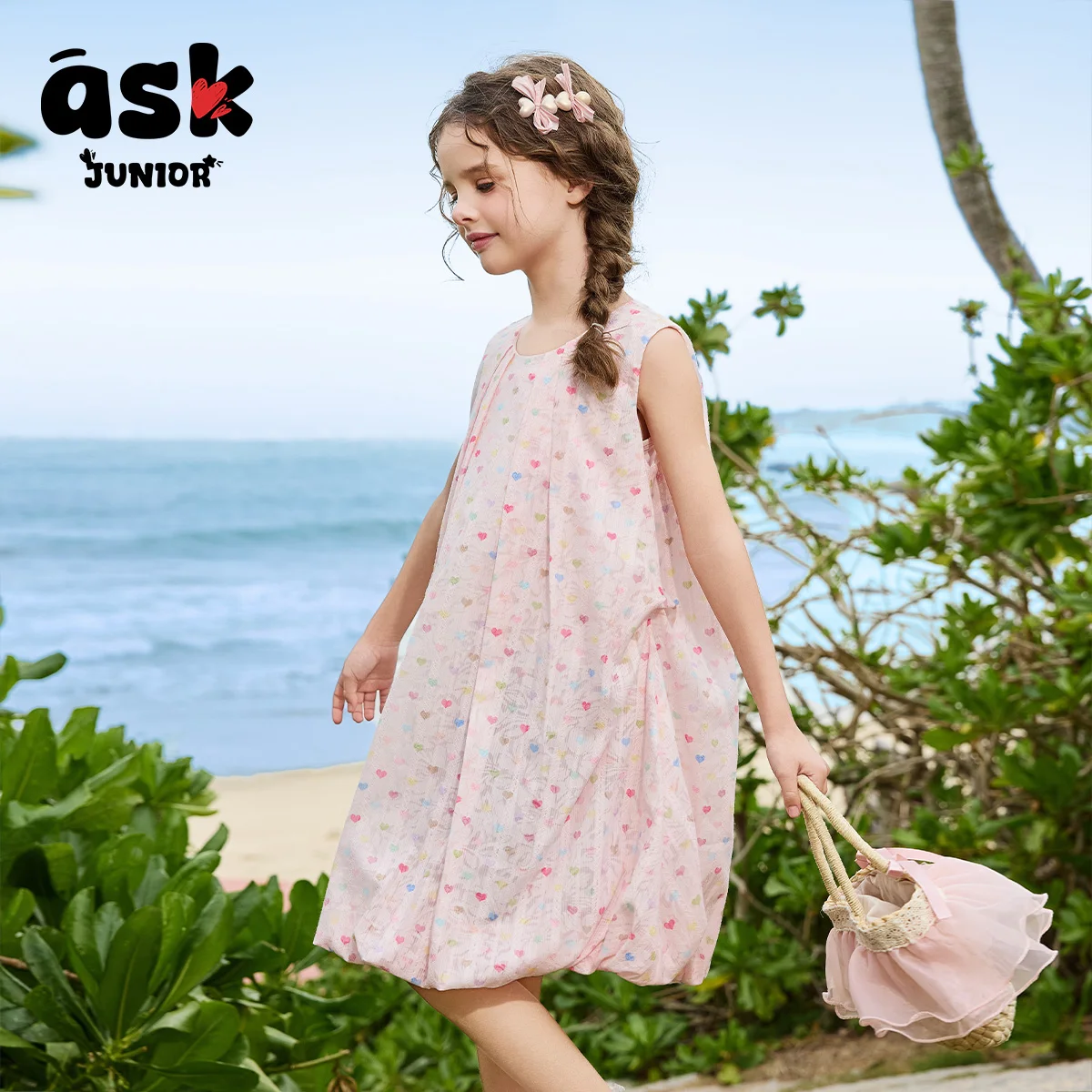 فستان بناتي صيفي بدون أكمام مطبوع عليه نقاط بولكا ملونة للأطفال #4