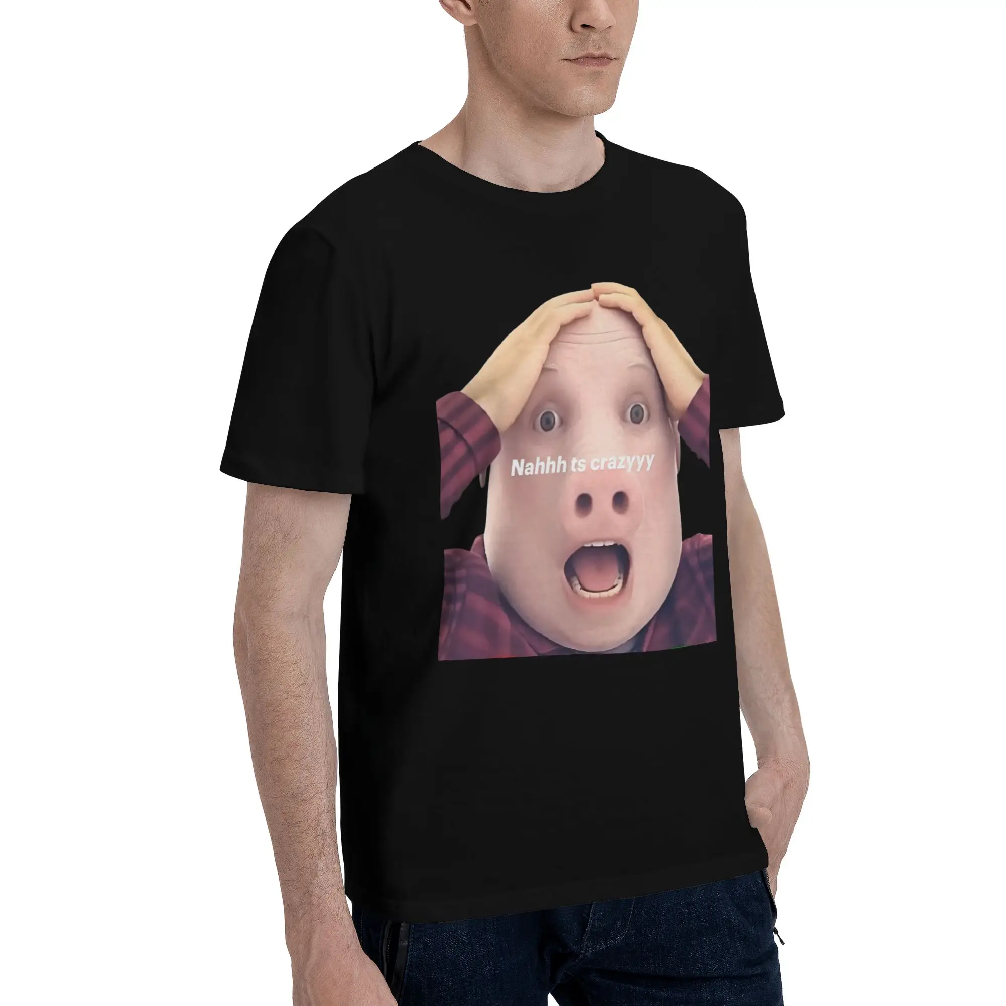Classic John pork is calling T Shirts Men Short  Sleeve Funny Pig T-shirt Streetwear Tee Pure Cotton Slim Fit Tshirt Merch