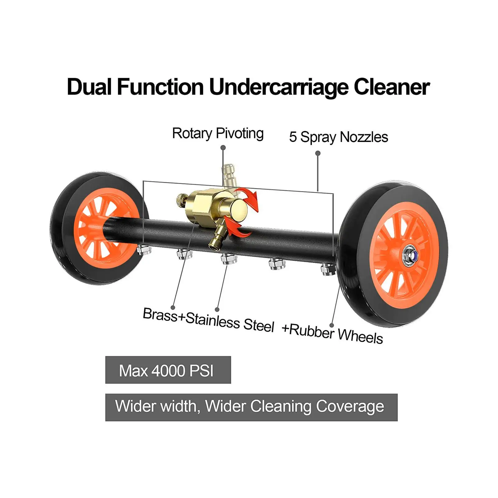 Function Undercarriage Cleaner Under Car Washer Water Broom Surface Cleaner