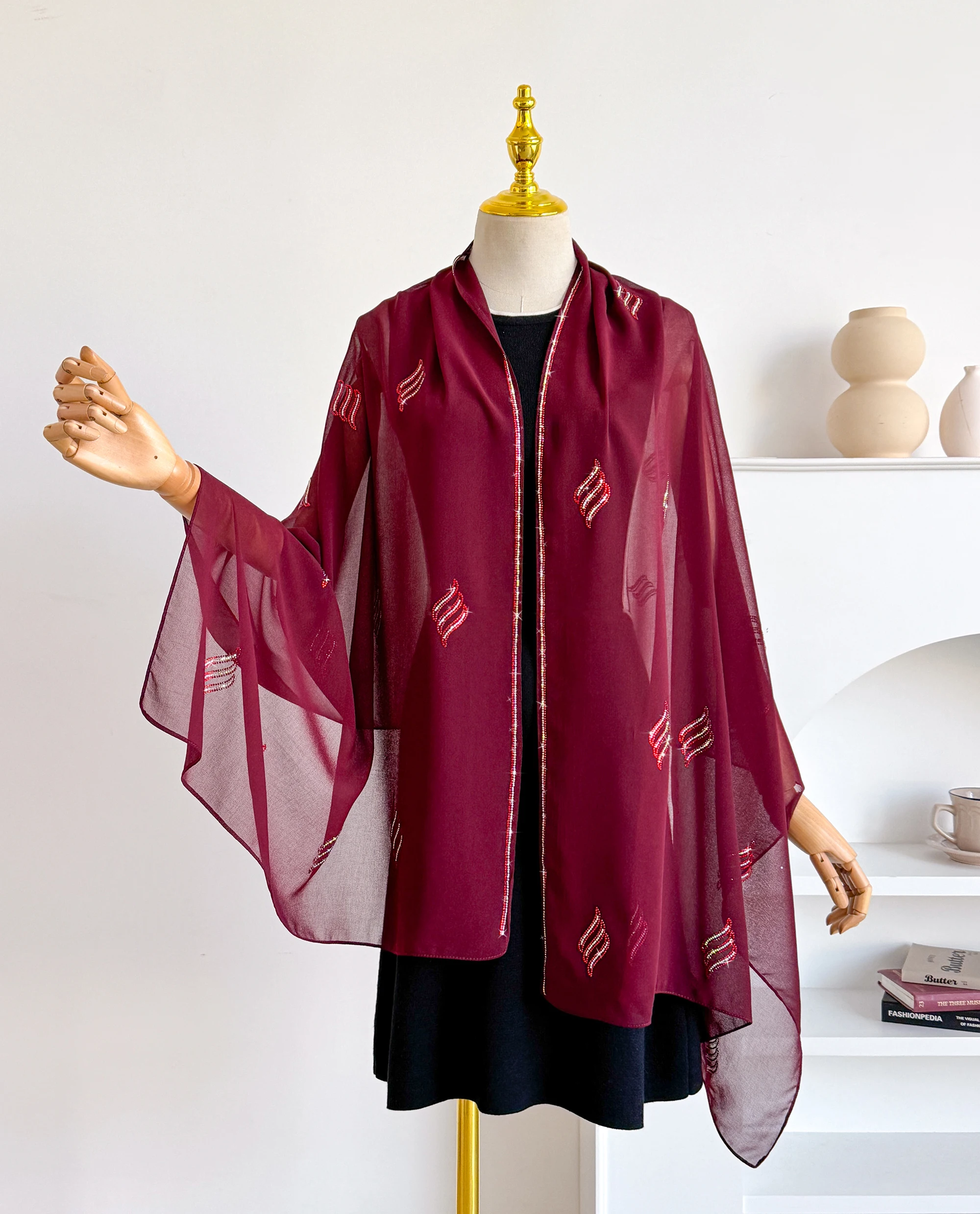 

Женский однотонный блестящий шарф с бриллиантами, весна-лето, для улицы, повседневный, солнцезащитный, в мусульманском стиле, модный аксессуар