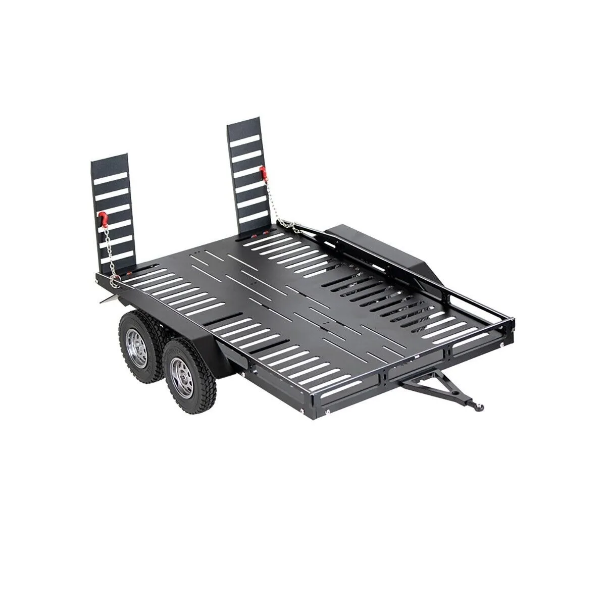 LCX Racing Aluminum 1/8 1/10 RC Crawler Heavy Duty Dual Axle Trailer w/ Suspension for TRX4 SCX10 II III PRO Gen8 Upgrades