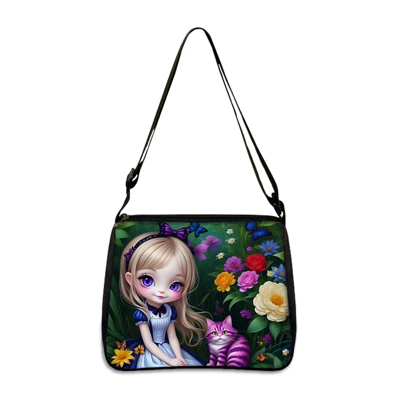 Cartoon Gothic Big Eyes Girl Shoulder Bags Fairy Wings Women Large Capacity Handbags Fantasy Angel Outdoor Travel Crossbody Bag