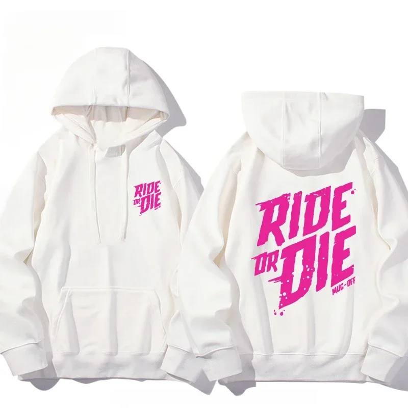 

Men's Ride or Die Lettering Hoodie Printed Adult Casual Long Sleeve Hip-Hop Street Sweatshirt Autumn and Winter Warm Sweatshirt