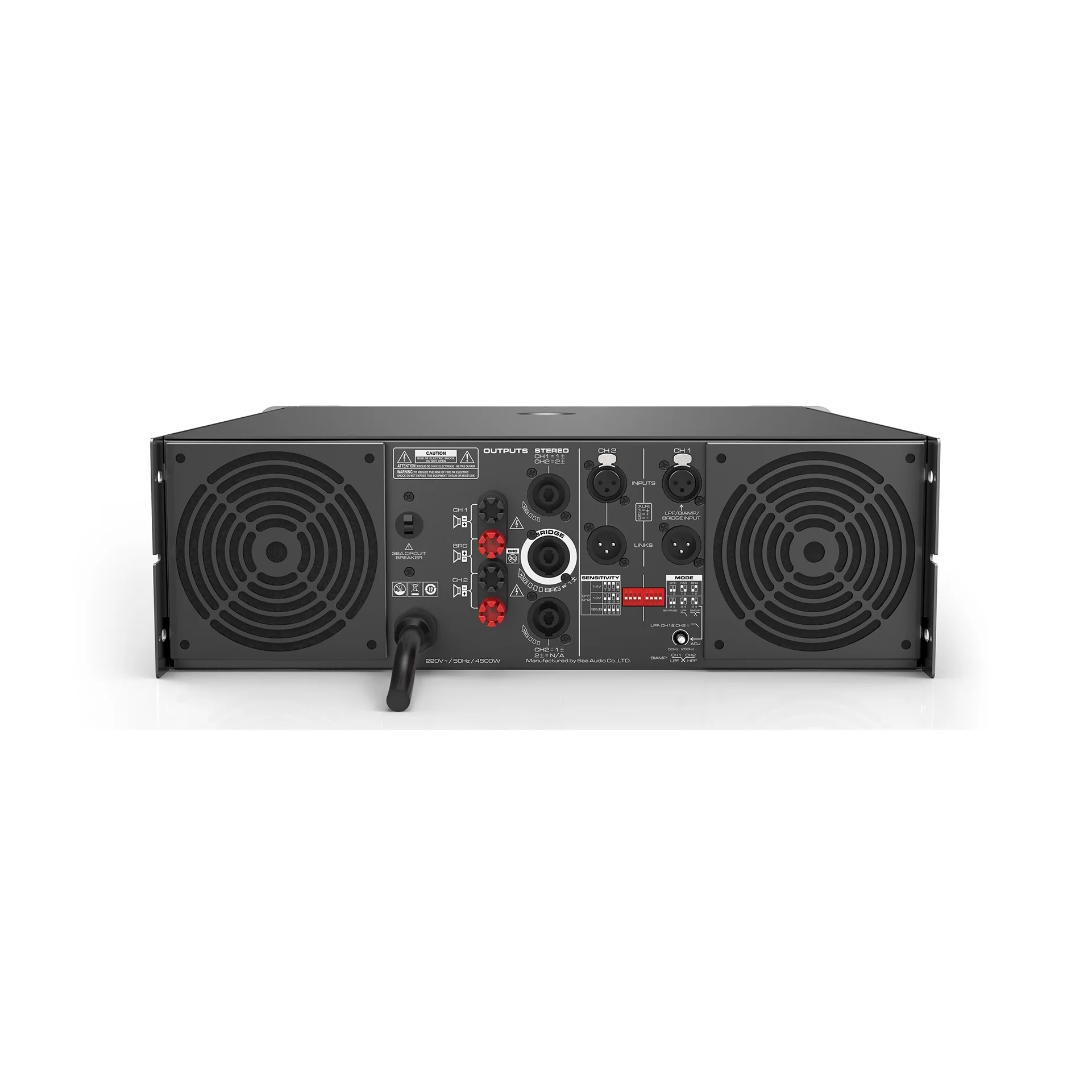 MEGA2500 Versatile Power Amplifier, Built-in LPF & 2-Way X-OVER, Class I Toroidal PSU, 2Ω Stable for Touring & Bar Installation