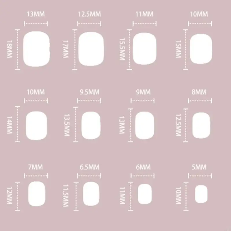 Q1FB 24 PCS Glossy False móng tay xoáy acrylic French Tip nhấn trên móng tay