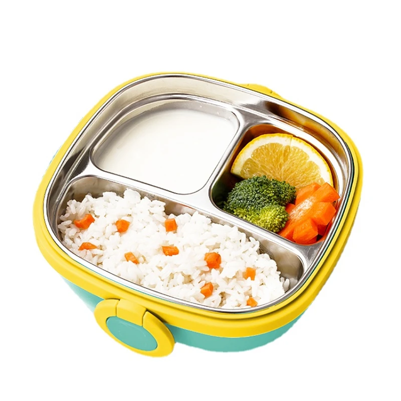 

HXL Robot Stainless Steel Water Injection Thermal Insulation Dinner Plate 3-Compartment Suction Cup Children's Tableware