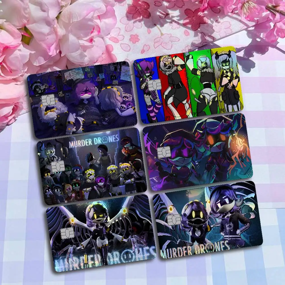 M-Murder Drones Laser Card Skin Stickers 4pcs/Set Waterproof Anti-Scratch Bank Card Protector Decal For Credit Cards