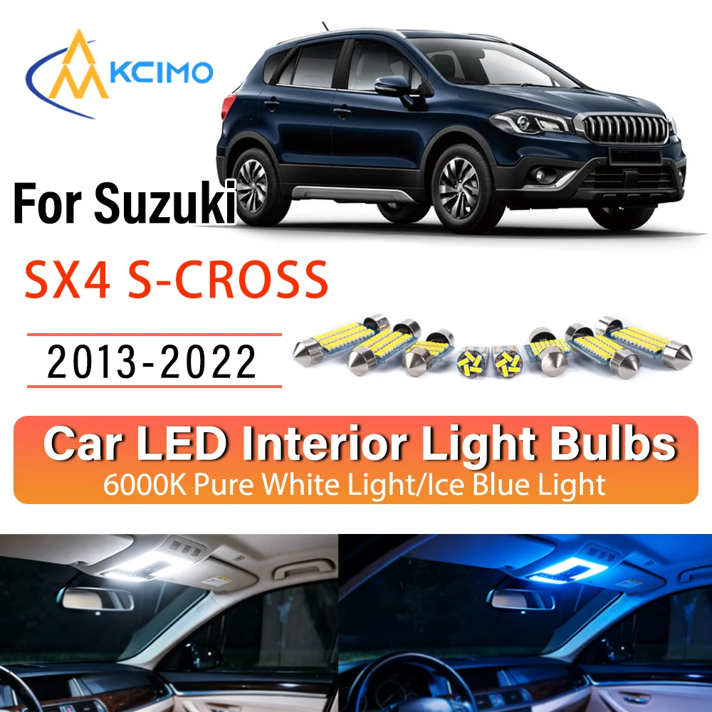 Kit de remplacement d'éclairage intérieur LED à lueur persistante pour Suzuki SX4 S-CROSS 2013-2022 2014 – Amélioration des lampes de dôme, de lecture et de coffre