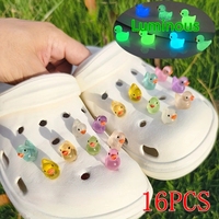 14/16PCS Luminous 3D DIY Detachable Buckle Shoes Accessories Duck Shoe Charms Set Cute Christma Ducks Advanced Shoe Decorations